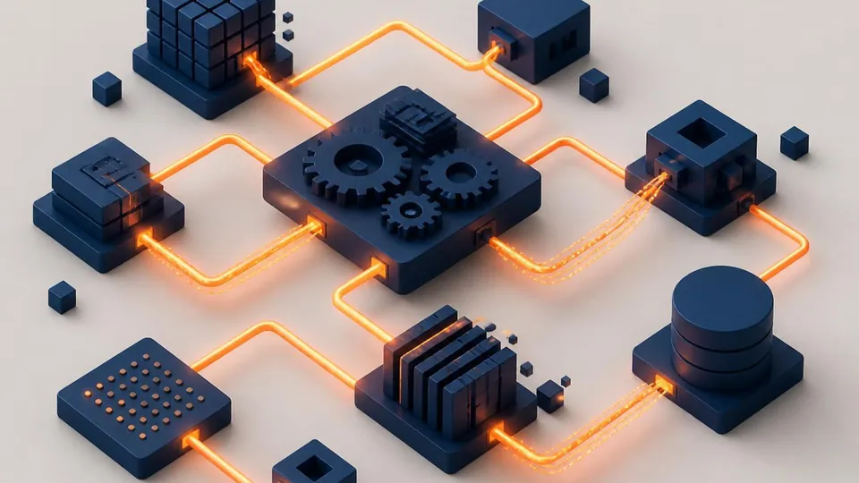 Modules connected by data flows