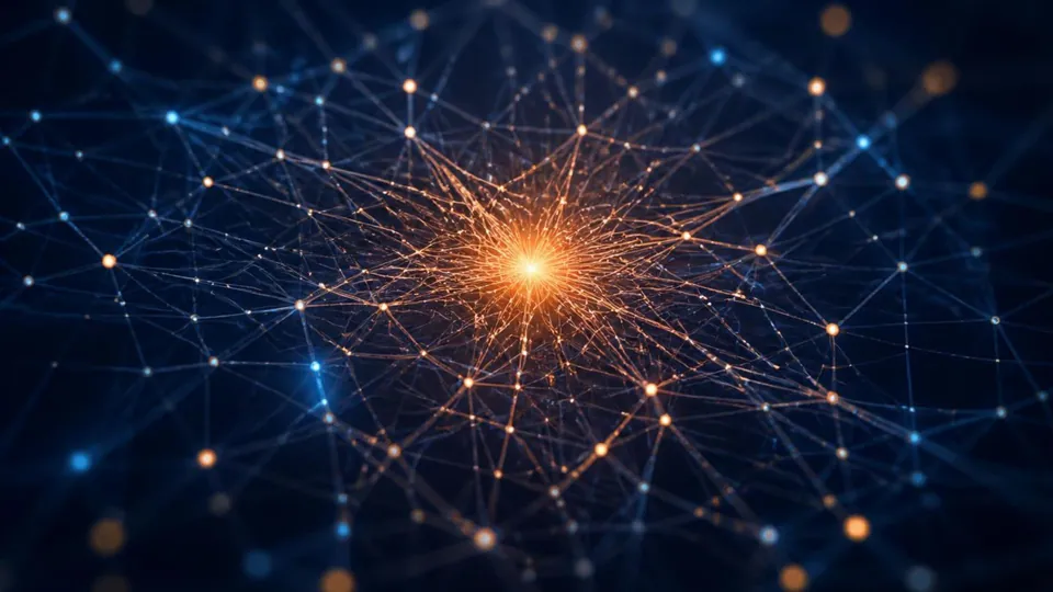 Abstract neural network with a glowing core